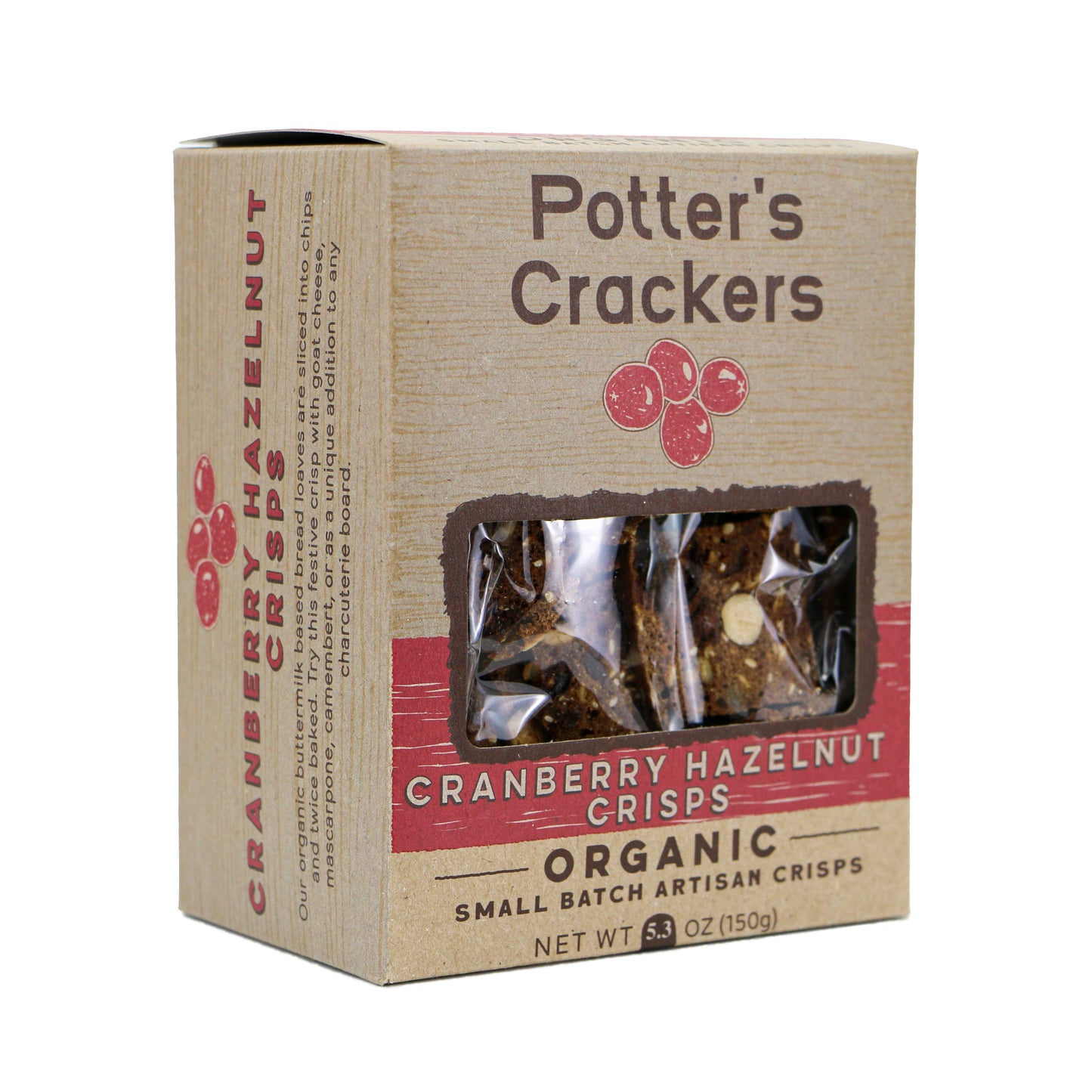 Potter's Crackers Organic Cranberry Hazelnut Crisps