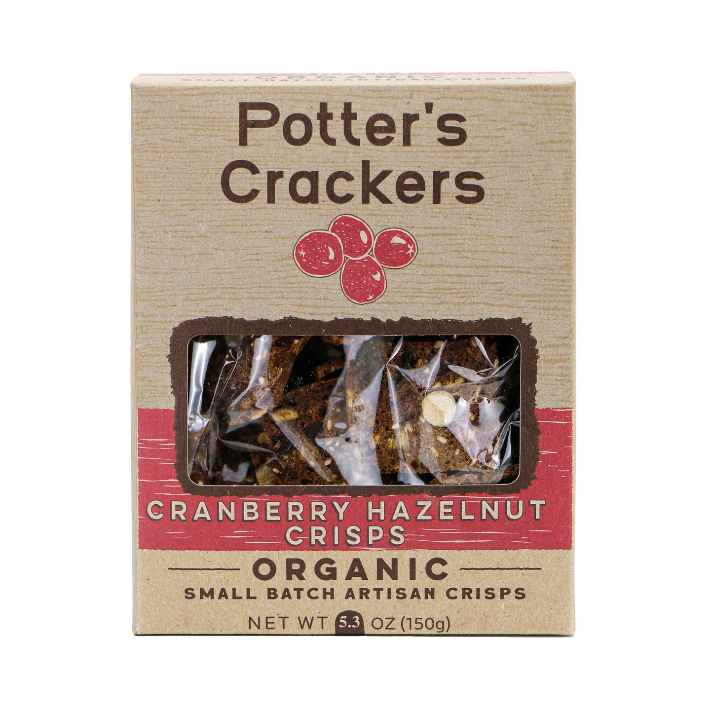 Potter's Crackers Organic Cranberry Hazelnut Crisps