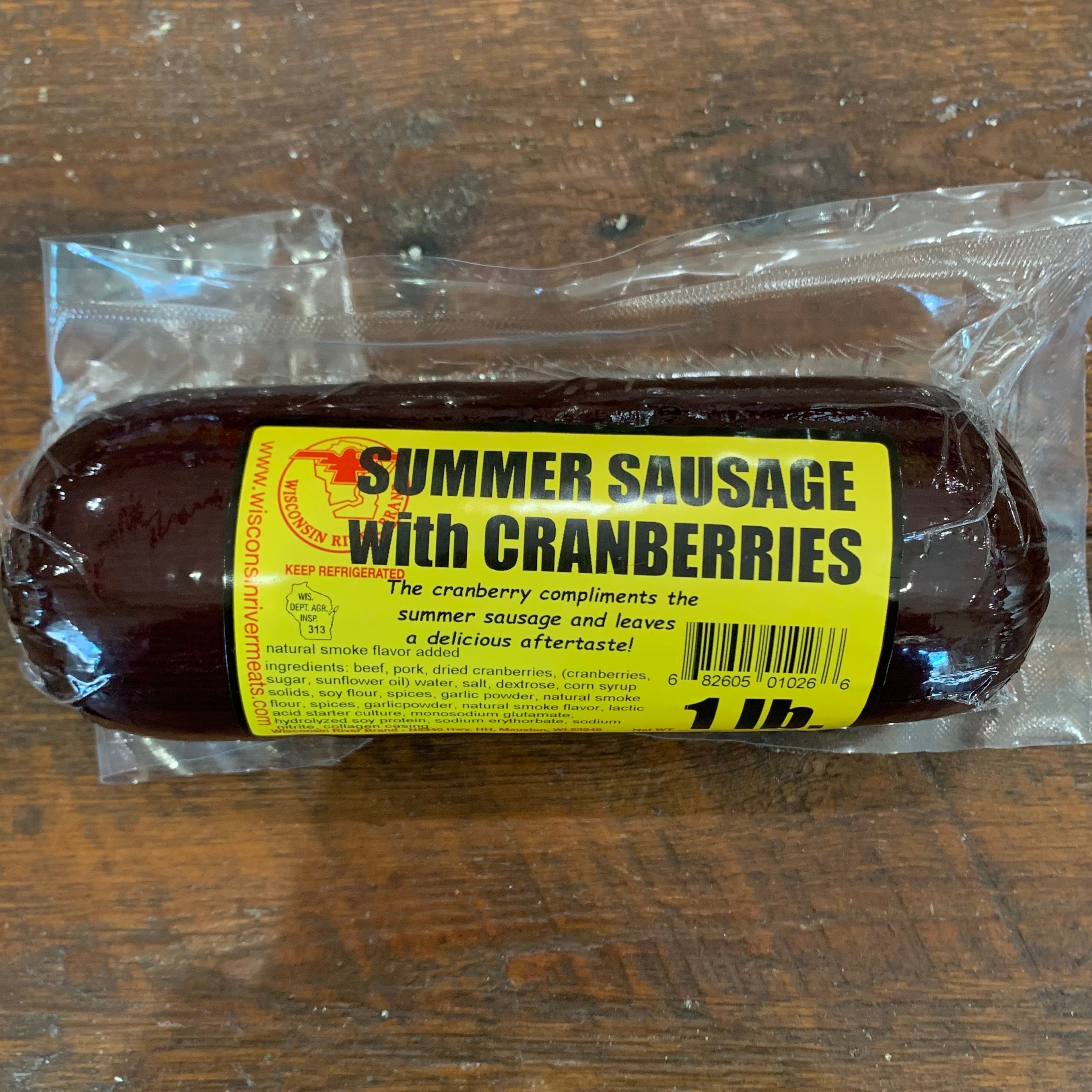 Cranberry Summer Sausage 1lb Feltz's Dairy Store