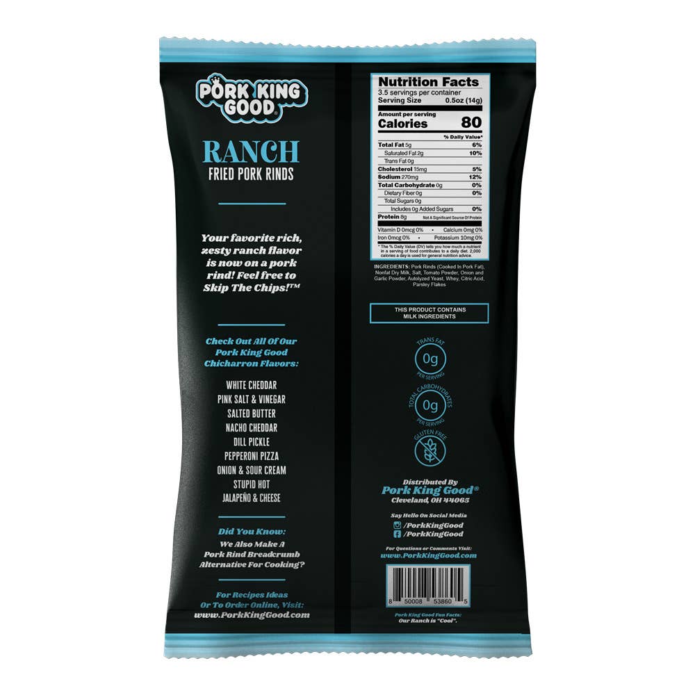 Pork King Good Ranch Pork Rinds 1.75oz Bag